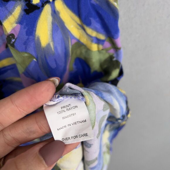 Fig and Flower Dress Womens Small Purple Yellow Boho Ruffle Layer Flowy Feminine - Picture 12 of 14